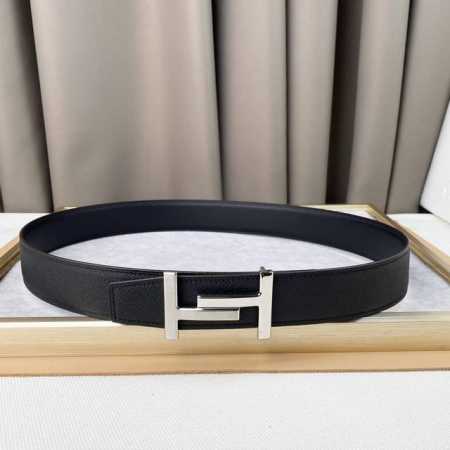 H家、原版双面佩戴、双面头层宽3.8Cm 官网同步，不锈钢金属标识,柔软舒适。适合商务低调人士 - 点击图像关闭