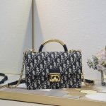 大号 Dior Ange 手袋老花，超大藤格纹 以优雅时尚的美学风格开启 Dior 的全新系列 以超大藤格纹缉面线，硬挺的复古金色饰面金属顶部手柄镌刻以 Chr