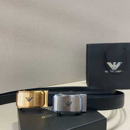 品牌：阿玛尼Armani。 等级：头层牛皮、经典爆款专柜在售、油边精致 电脑车线 实物拍摄无修饰 上身效果极好 送礼自用首选配全套专柜包装 扣头：广州原版扣自动