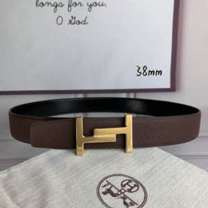 HermèS爱马仕 双头尖 双面原版 原单品质 进口头层牛皮 橙色荔枝纹搭配黑色平纹 寸半38Mm 配官网H亮金亮银扣