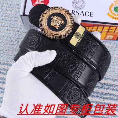 品名：Versace.范思哲原单 材料：百分百头层牛皮，保证真皮。24K纯钢扣双面可用专柜同等质量， 送人自用首选 包装： 请认准如图专柜包装，赠送打孔器，银联 - 点击图像关闭
