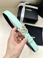 特 宽度3.0Cm Chanel香奈儿简约时尚潮流百搭平滑扣施洛华水晶满钻金属钢扣、牛皮皮带女款 此腰带多色可选！