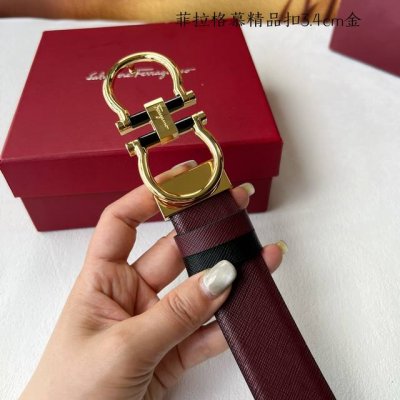 特 品牌： 菲拉格慕 新款进口小牛皮，手感细腻柔软。搭配纯钢自动精品钢扣，男士必备！宽度：3.5Cm