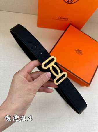 特P180 Hermè 爱马仕 单面原版本线 新款不锈钢扣 原单品质 进口头层牛皮3.4Mm宽 配H金/银 - 点击图像关闭