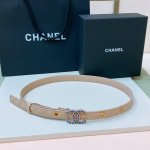 C Hanel 24S Cc 树脂 与 链节Logo字母搭扣 黄铜金属小羊皮菱格腰带 手感柔软 细腻 2.0Cm