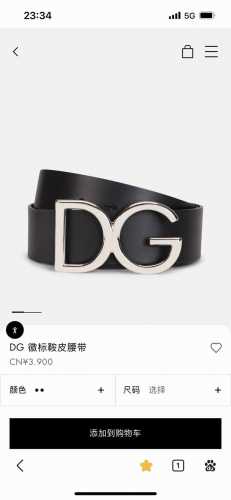 Dg，宽4.0Cm Dolce&Gabbana 新款 金色电镀金属徽标搭扣搭扣下方设有点扣 无镍搭扣与配件 意大利制造