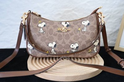 Coach 蔻驰 Cbj88经典标志Teri单肩包Pvc配皮单肩斜挎腋下包手提包 高颜值，牛皮材质超级耐磨。比麻将包大，容量完全满足日常需求。金属配件拼接肩带手