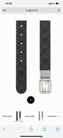 品牌 古驰 Gucci 特 描述 采用高级gucci Signature真皮精制而成，触感厚实，饰以双g商标带扣。腰带为意大利尺寸，请在购买前参阅腰带尺寸指南. - 点击图像关闭