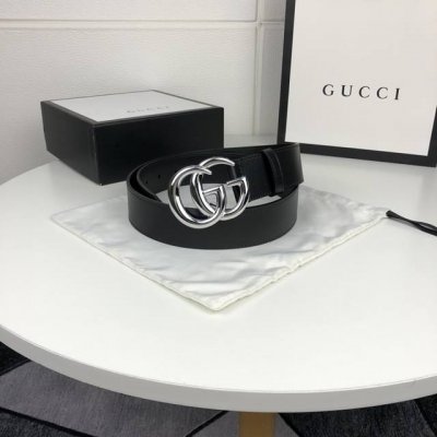 Gucci 古奇官网新款 正品规格 原版品质 双面进口头层对版定制皮料 对版尖尾 高品质 手感极佳 40Mm 抛光亮面gg扣