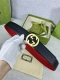 宽度4.0Cm Gucci 互扣式双G带旋转扣，源自品牌现代风格典藏设计，经过重新诠释而别具新意。呈现于纤细的进口两面用腰带之上。