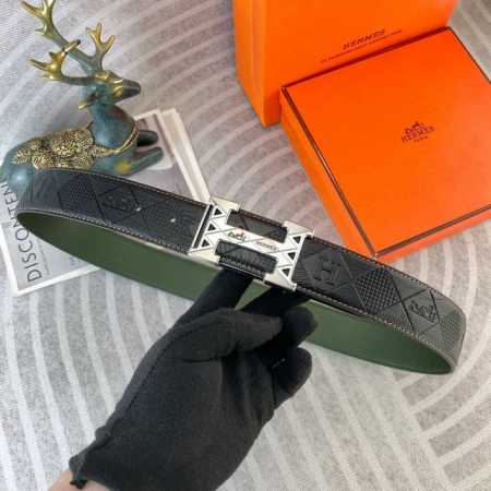 爱马仕 特种皮腰带系列 ，原厂五金精品不锈钢扣，手感柔软舒适 宽3.8Cm。 - 点击图像关闭