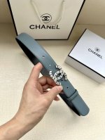 特 宽度3.0Cm Chanel 香奈儿两面原版碰纹牛皮搭配金 银色精品五金配件！