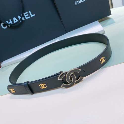 特 C Hanel Logo树脂黑 与 白 Cc扣 黄铜金色金属 3.0Cm精品 小牛皮腰带 手感极佳 典雅 欧码75、80、85、90、95、 不含扣长度