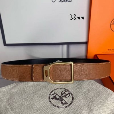 特 HermèS爱马仕 平头经典款 双面原版 顶级品质 进口头层牛皮 黑色荔枝纹白色线搭配黑色平纹 寸半38Mm 配官网亮金亮银哑黑扣