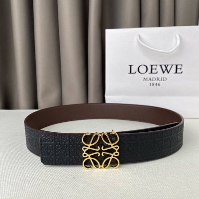 loewe 罗意威 专同柜款 Anagrm腰带 双面头层版原牛皮 可面双用 翻腰面带饰3.8Mm钯金Angrm腰带扣 原品单质
