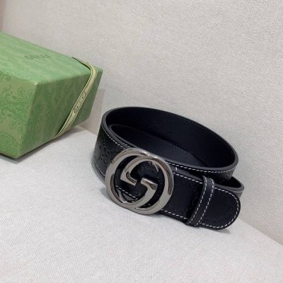Gucci.古驰 全套包装 3.8Cm进口小牛皮压花, 专柜正品1:1完美复刻. 原版牛皮底, 采用热压印技术的gucci Signature皮革精制而成，触感