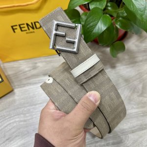 图片包装+10 Fendl 芬迪 专柜同款 宽3.8Cm 原版定制布料 Ff图案布料材质 米白色皮革内衬 单钉镀钯金属配件 时尚潮流 经典系列