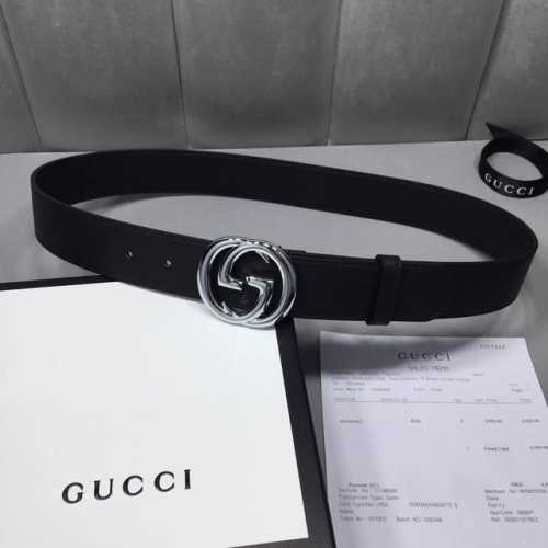 配送专柜全套礼盒包装。 Gucci 经典原单配以标志双 G 带扣。宽度:3.8Mm，修长真皮腰带采用Gucci原厂小牛皮精致而成。手感柔软 品质保证 无忧售后