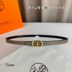 HermèS 爱马仕女款细腰带 原单品质 原版进口E手掌纹配进口小牛皮底 双面可用 灰色黑色 13Mm宽 搭配H亮金 银扣