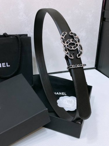 Chanel 24C 链条 牛皮黑 Logo搭扣 黄铜金属 进口胎牛皮平纹带身 饰有Cc小Logo手感柔软 细腻 3.0Cm