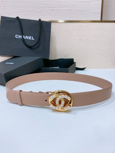 Chanel 24C 水钻 珍珠 Logo搭扣 黄铜金属进口胎羊皮平纹带身 Logo字母 手感柔软 细腻 3.0Cm