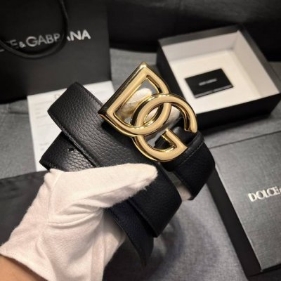 Dg 宽4.0Cm Dolce&Gabbana 新款 进口荔枝纹牛皮 Lux 鞍皮腰带，雅致配饰，搭配双电镀标牌