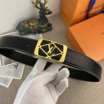 Lv 特种皮腰带系列 原厂五金精品不锈钢扣 手感柔软舒适 宽3.8Cm