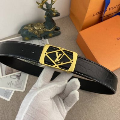Lv 特种皮腰带系列 原厂五金精品不锈钢扣 手感柔软舒适 宽3.8Cm