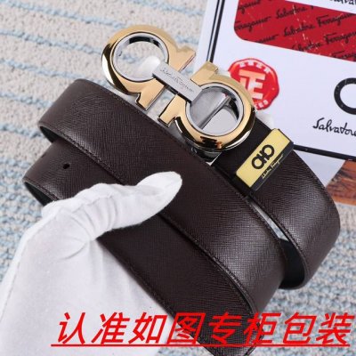 品名：菲拉格木原单 材料：百分百头层牛皮，保证真皮。24K纯钢扣双面可用专柜同等质量， 送人自用首选 包装： 请认准如图专柜包装，赠送打孔器，银