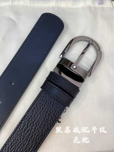 特 Montblanc万宝龙 宽3.5cm 采用头层牛皮 精品针式扣头 自由裁剪商务休闲皮带