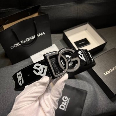 特 Dg 宽4.0Cm Dolce&Gabbana 新款 掌纹印花Dg腰带，小牛皮徽标搭扣点缀浅金色电镀金属饰边