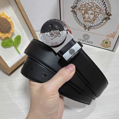 品名：Versace.范思哲 材质：原单牛皮腰带 百分百头层牛皮腰带保证真皮，24K纯钢扣，专柜原单品质、做工精细，时尚大牌，送人自用首选 包装