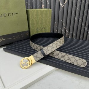 Gucci 473030 Kgdhn 525040 乌米色Supreme pvc老花 进口小牛皮底 宽度3.7Cm 小标Gg旋转扣[原单精品扣] 双面可用 可裁
