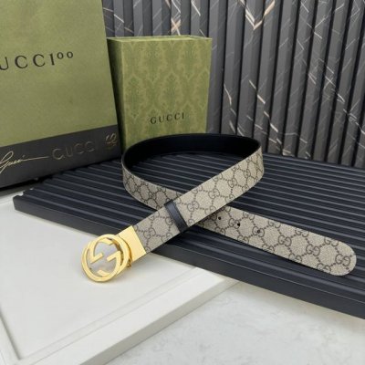 Gucci 473030 Kgdhn 525040 乌米色Supreme pvc老花 进口小牛皮底 宽度3.7Cm 小标Gg旋转扣[原单精品扣] 双面可用 可裁
