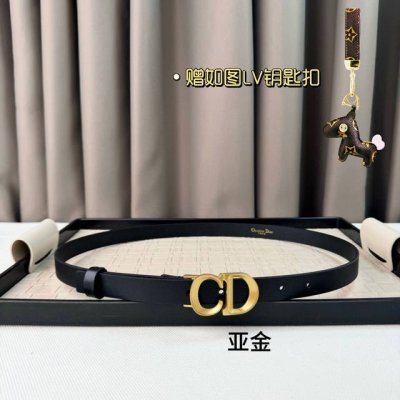 Dior 24早春新款 C D搭扣黄铜腰带扣，女士小牛皮腰带 经典永存 2Cm
