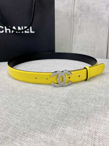 特 宽度3.0Cm Chanel 香奈儿 女士腰带皮带新款柔软的进口小牛皮金 银压砂面金属钢扣。