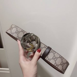 Gucci古驰奢侈品男款双G带扣经典印花腰带皮带 宽度3.8Cm