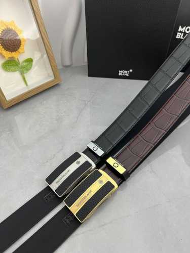 品名：万宝龙 Montblanc 自动带 材质：原单牛皮腰带 百分百头层牛皮腰带保证真皮，24K纯钢扣，专柜原单品质、做工精细，时尚大牌，送人自用首选 包装：