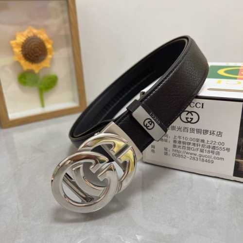 品名：古奇.Gu...Ci 自动带 材质：原单牛皮腰带 专柜原单品质、做工精细，时尚大牌，送人自用首选 包装： 请认准如图专柜包装赠送打孔器手提袋专柜礼盒宽度3