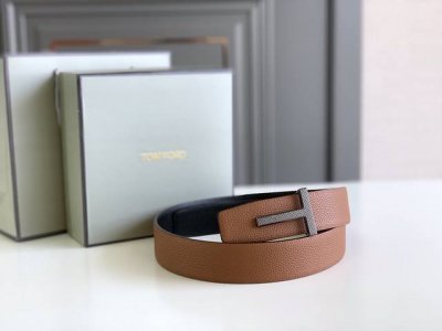 特 Tom Ford 汤姆福特客户供正品制作，定制高端意大利皮料，正品包装，美国品牌，简约商务男士腰带，3.8Cm宽