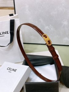 Celine 23 小号Triomphe Taurillon皮革腰带 青铜色 Taurillon.中腰，金色饰面金属件、亮面牛皮腰带 咖啡色！Triomphe皮