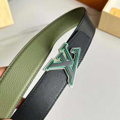 原版包装1.0 L0Uis Vuitt0N 今 驴家男士原單腰帶 寬度35毫米 腰带采用一面荔枝纹Togo皮一面进口小牛皮底 双八字头尾设计款 搭配新款设计精钢