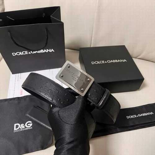 特 Dg，宽4.0Cm Dolce&Gabbana 新款男士鸵鸟纹腰带，搭配全新镀钌 Dg 交叉造型徽标搭扣