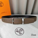 HermèS 爱马仕针扣皮带 原单品质 进口头层牛皮 大象灰色荔枝纹面搭配黑色平纹底 35Mm宽 配官网亮银 亮金扣
