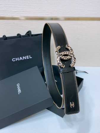 Chanel 24C 黄铜金属 进口亮面小牛皮 4.0Cm 手感柔软 精致腰带 - 点击图像关闭