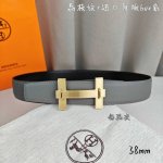 特 Herm 爱马仕 双头尖 双面原版 原单品质 进口头层牛皮 锡器灰色荔枝纹搭配黑色平纹 寸半38Mm 配H官网新款拉丝金 银 黑扣