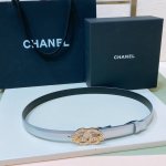 特 C Hanel 24S Cc 珍珠 与 水钻 Logo字母搭扣 黄铜金属小牛皮腰带 手感柔软 细腻 2.0Cm