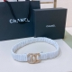 Chanel Cc水钻 黄铜Logo扣 小牛皮 银色金属 与 金色金属 3.0Cm精品 弹力十足 百搭 优雅 码数含扣S=65Cm总长 可用75、80、85 M