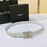 Chanel 23P Cc 水钻 金 与银 进口胎牛皮腰带 3.0Cm精品 精致 典雅