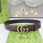古驰 Gucci 4.0Cm爆裂纹铜扣，蛇皮纹路，搭配双面头层牛皮，时尚百搭，商务休闲